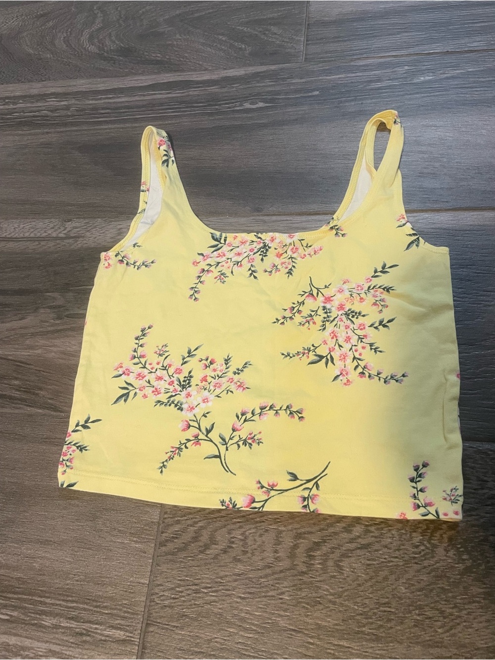 Forever 21 Yellow Floral Cropped Tank